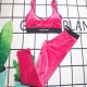 Rose Red Vacation Simplicity Letter Patchwork Swimwears