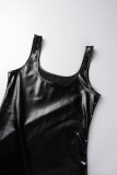 Black Sexy Solid Basic U Neck Vest Dress Dresses