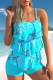 Light Blue Sexy Print Patchwork Backless Swimwears (With Paddings)