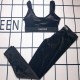 Black Vacation Simplicity Letter Patchwork Swimwears