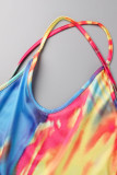 Colour Sexy Print Patchwork Halter Straight Jumpsuits