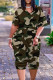 Camouflage Casual Street Print Patchwork V Neck Straight Rompers