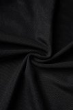 Black Sexy Solid See-through V Neck Long Sleeve Dresses