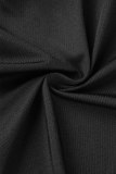 Black Sexy Solid Patchwork Backless Strapless Tops