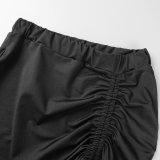Pink Casual Solid Fold Skinny High Waist Conventional Solid Color Skirt