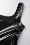 Black Sexy Solid Basic U Neck Vest Dress Dresses