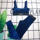 Blue Vacation Simplicity Letter Patchwork Swimwears