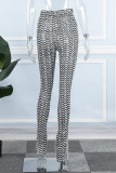 Blue Sexy Street Print Patchwork High Waist Pencil Full Print Bottoms