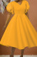 Yellow Casual Elegant Solid Patchwork V Neck Evening Dress Dresses