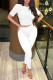 White Sexy Solid Patchwork See-through O Neck Short Sleeve Two Pieces
