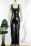 Black Sexy Solid Basic U Neck Vest Dress Dresses