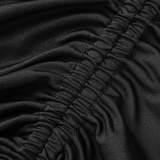 Pink Casual Solid Fold Skinny High Waist Conventional Solid Color Skirt