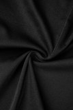 Black Casual Print Patchwork Zipper Collar Skinny Romper