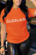 Orange Street Print Patchwork Letter O Neck T-Shirts