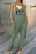 Green Casual Print Patchwork Pocket Spaghetti Strap Harlan Jumpsuits