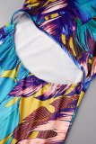 Colour Sexy Casual Print Hollowed Out O Neck Long Dress Dresses