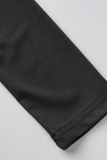 Black Sexy Solid Mesh O Neck Pencil Skirt Dresses