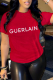 Red Street Print Patchwork Letter O Neck T-Shirts
