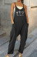 Black Casual Print Patchwork Pocket Spaghetti Strap Harlan Jumpsuits