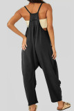 Grey Casual Print Patchwork Spaghetti Strap Harlan Jumpsuits