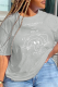Grey Daily Print Patchwork O Neck T-Shirts
