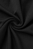 Black Sexy Solid Mesh O Neck Pencil Skirt Dresses