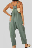 Grey Casual Print Patchwork Spaghetti Strap Harlan Jumpsuits