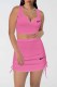 Pink Casual Embroidery Draw String V Neck Sleeveless Two Pieces
