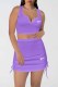 Purple Casual Embroidery Draw String V Neck Sleeveless Two Pieces