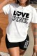 White Casual Print Letter O Neck Short Sleeve Two Pieces