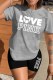 Grey Casual Print Letter O Neck Short Sleeve Two Pieces