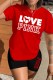 Red Casual Print Letter O Neck Short Sleeve Two Pieces