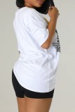 Red Casual Print Basic O Neck T-Shirts