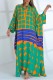 Light Green Casual Print Patchwork O Neck Long Dress Dresses