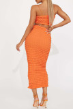 Green Sexy Solid Patchwork Spaghetti Strap Sleeveless Two Pieces