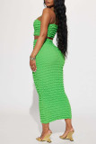 Green Sexy Solid Patchwork Spaghetti Strap Sleeveless Two Pieces