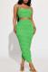 Green Sexy Solid Patchwork Spaghetti Strap Sleeveless Two Pieces