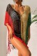 Red Sexy Patchwork Tassel Hollowed Out See-through Contrast Swimwears Cover Up