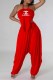 Red Sexy Street Print Bandage Letter Halter Sleeveless Two Pieces