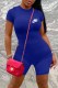 Blue Street Print Letter O Neck Rompers