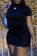 Black Sexy Letter O Neck One Step Skirt Dresses
