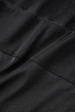 Black Street Solid Patchwork Off the Shoulder Plus Size Jumpsuits