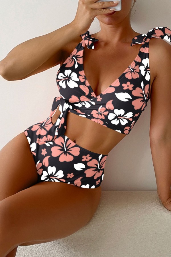 Black Sexy Print Bandage Swimwears (With Paddings)