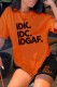 Orange Black Casual Letter Print Basic O Neck Short Sleeve Two Pieces