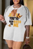 Pink Casual Print Tassel Patchwork Slit V Neck T-Shirts