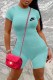 Lake Blue Street Print Letter O Neck Rompers