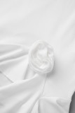White Sexy Solid Patchwork Backless Strapless Irregular Dress Dresses