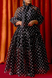 Pink Casual Print Polka Dot Patchwork Ribbon Collar Shirt Dress Dresses