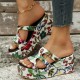 Red Casual Daily Hollowed Out Patchwork Printing Round Comfortable Out Door Wedges Shoes (Heel Height 2.36in)