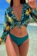 Green Sexy Print Bandage Swimsuit Three Piece Set (With Paddings)
